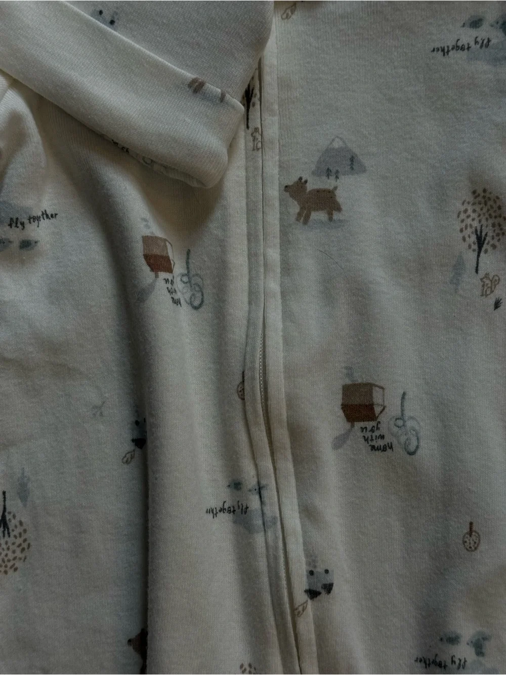 Carter's Ivory Zippered Baby Footed One-Piece with Matching Hat